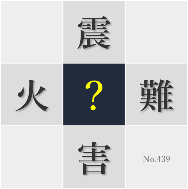 漢字クイズ No439:○害に備える心構えが安心につながる
