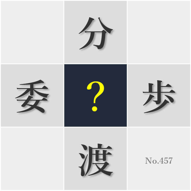 漢字クイズ No457:○歩点を見い出す柔軟さが対立を乗り越える
