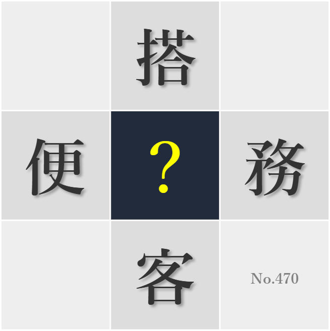 漢字クイズ No470:○り物酔いに負けずに目的地をめざそう
