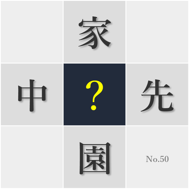 漢字クイズ No50:○に咲く一輪の花に癒される
